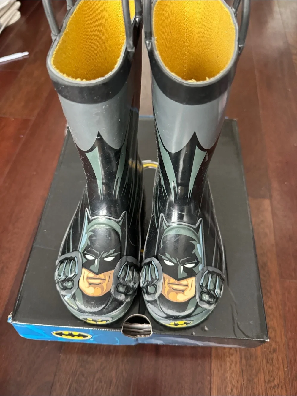 Western Chief Batman Kids Rain Boots in Black, Gray & Yellow